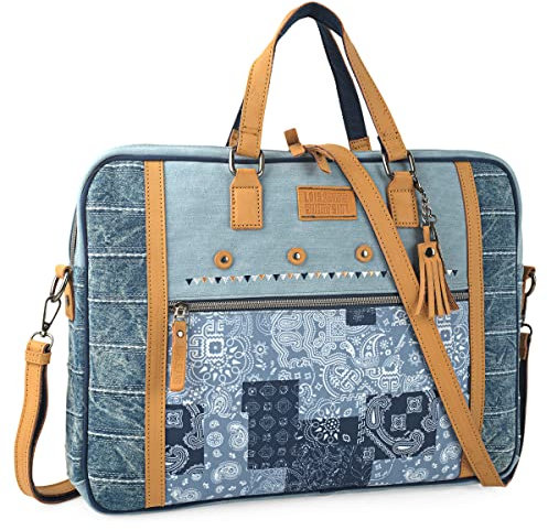 Lois - Portadocumentos Mujer - Maletin ordenador Portatil Mujer. Bolso Portatil Mujer para Trabajo - Bolso Ordenador Portatil Mujer Laptop 15,6 Pulgadas, Azul