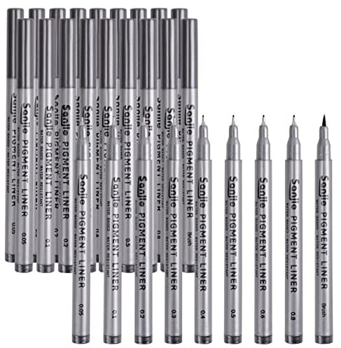 HAOTIAN-X 27 Stück Fineliner Stifte, schwarze Micro-Line Stifte, 9 Größen Archivtinte Fine Liner Pens, wasserfeste Fine Point Ink Art Pens für technisches Zeichnen, Skizzieren, Kalligraphie
