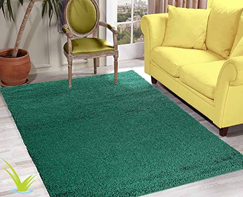Wadan 160x230cm Emerald Shaggy Rugs Living Room |5mm Thick Pile | Extra Large Small Medium | Rectangular Size | Soft Touch | Living Room Area Rugs | Non Shedding