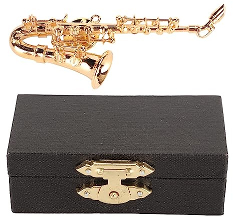 Miniatur-Saxophon-Musikinstrument, Mode-Revers-Brosche, mit Rotem Samt Ausgekleidetem Instrumentenkoffer, Musikalisches, Geburtstagsgeschenk