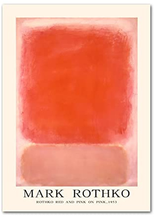 XCPORA Mark Rothko Poster Rot und Pink auf Rosa Malerei Retro Mark Rothko Leinwand Wandkunst Mark Rothko Drucke für Home Wall Dekor Pictrue 30x40cm Kein Rahmen
