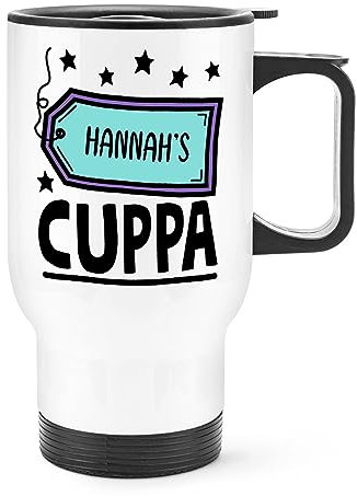 Gift Base Tazza da viaggio personalizzata con nome Cuppa con manico