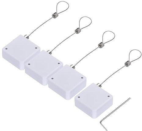 sourcing map Retractable Cable Lock with Double-Sided Adhesive Slow Remote Control Security Lock for TV, DVD,Showroom,Remote,600g 4Set White