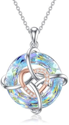 YAFEINI Wikinger Schmuck für Damen Silber 925 Keltischer Knoten Kette Wikinger Crystal Halskette Anhänger Irischer Schmuck Geschenke für Mutter Tochter (Nordlichter)