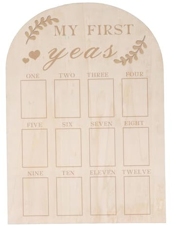 Luqeeg Fototafel für das Erste Jahr, Baby-Fotorahmen-Set, Meilensteintafel für das Erste Jahr aus Holz, 1. Geburtstag, Kinderzimmer-Dekoration, Fotorahmen für Geburtstage, Wanddekoration