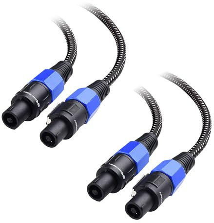 Cable Matters 2-Pack, cavo per altoparlanti Premium intrecciato 12AWG da 1,8 m compatibile con porta Speakon NL4FC