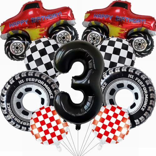 Yunchu Online Luftballon Auto Geburtstag Kit Monster Truck Cars Geburtstagsdeko Junge 3. Truck Geburtstag Dekoration Auto Thema Party Dekorationen für Monster Truck Rennen Auto Theme Party Supplies