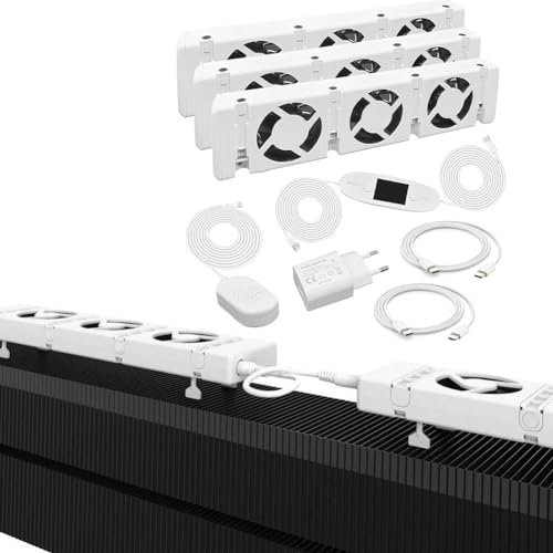 3.0 Trio-Set Heizkörper Ventilator Erweiterungsset, Heizkörper Ventilator mit 3 Verbesserten Lüfter, Smartes Heizgebläse für Heizungen, Smart Radiator Booster Erweiterung für Heizkörper