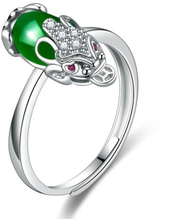 Gu Feng Ethnischer Ring Pixiu Chrysopras Ring Kreatives Design mit Intarsien Chalcedon Ring
