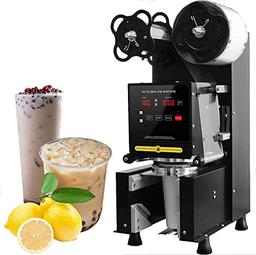 Manual Cup Sealing Machine, Commercial Cup Sealer Plastic Cup Sealing Machine, Handheld Semi Automatic Cup Sealing Machine, for Coffee, Bubble Tea, Milk-Tea,Black-220v