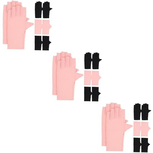 Healeved 12 Paare Nagelhandschuhe nylon handschuhe nylon gloves uv gloves Nailart-Handschuhe Fingerlose Handschuhe UV-Schutz UV-Handschuhe für Nägel UV-Handschuhe für Gel-Nagellampe Anti-UV