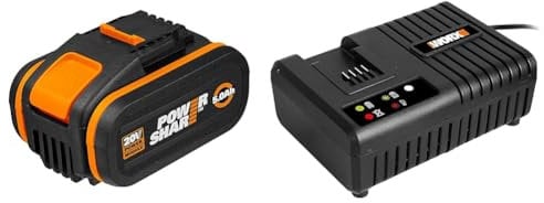 WORX - Batterie Lithium-ION 20 V / 5 Ah - Batterie WORX 20 V Compatible avec Outils de Bricolage & Chargeur de Batterie Lithium-ION 20V - WA3867- jusqu'à 6000 mAh