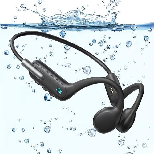 Swimming Headphones Bone Conduction Headphones IP68 Waterproof Wireless Headset Bluetooth 5.3 Open Ear Sports Earphones with MP3 Player for Underwater Swimming, Running, Cycling,Hiking (x6 black)