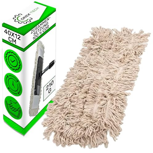 Cabezales de Mopas de Limpieza Suelos Reutilizables 40x12 cm - Fabricados en 100% Algodón Absorben Grandes Cantidades de Agua - Fáciles de Sustituir - ONIX TECH