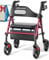 HOMLAND Foldable Rollator Walkers with Seat for Seniors, 8'' Big Wheels, 350 lb. Weight Capacity, Adjustable Handles and Seat Height, Lightweight Rolling Walker, Red
