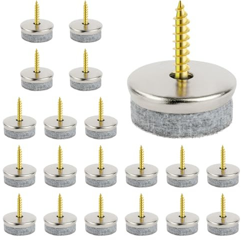 Flintronic 20PCS Furniture Pads Floor Protectors, 22mm Diameter Felt Pads for Furniture Feet, Non-Slip Chair Leg Floor Protectors with Easy Screw Installation, 5MM Thick for Chairs Parquet Laminate