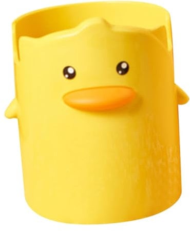 AUTSUPPL Cartoon Pen Holder and Pencil Organizer Yellow Cute Stationery Container Multifunctional Desk Pen Holder for Students and Office