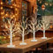 EAMBRITE Birch Tree with LED Lights for Easter Decorations Indoor, Lighted Tabletop Tree 22 in 24 LED White Twig Battery Operated Mini Artificial Trees for Christmas Home Table Centerpiece Mantel 4pcs