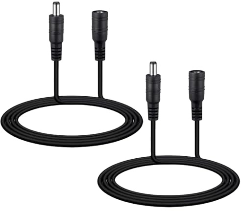 Clearhill 2m 2Packs DC Power Extension Cable,5.5mm x 2.1mm Female to Male Power Cord for LED Strip Light,Security Camera DVR,Router,5V 6V 9V 12V 24V DC Power Supply Adapter and More