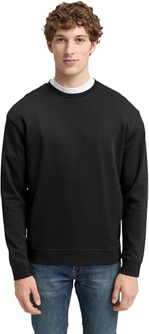 TOM TAILOR Denim Herren Basic Piqué Sweatshirt mit Rundhalsausschnitt