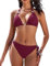 RITOSTA Costume da Bagno Donna Due Pezzi Sexy Brasiliana Bikini Donna Mare Triangolo Costumi da Bagno Halter Bikini Set Imbottito Regolabili Swimsuit(Rosso Viola,XL)