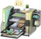 EGEKTBH Desk Organiser with File Holder, 5-Tier Paper Letter Tray Organiser with Drawer and 1 Pen Holder, Mesh Desktop Magazine Storage with for Home Office Supplies