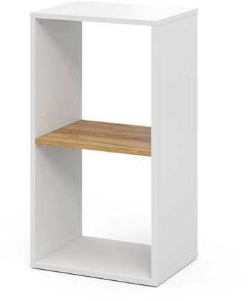 Vicco Bücherregal Tomy, Weiß/Goldkraft Eiche, 40 x 74 cm mit 2 offenen Fächern