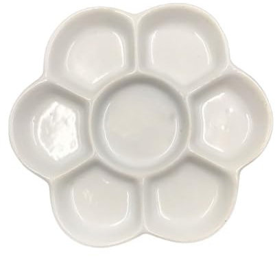 Palette de mélange de peinture aquarelle en porcelaine et céramique - Motif fleur de prunier - Pour eau, huile et porcelaine - 10,2 cm