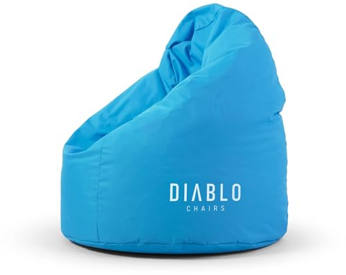 Diablo Kinder-Pouf, Craft Edition, ergonomischer Sitz, mit Granulatfüllung, strapazierfähiges Cordura, wasserdicht, leicht und kompakt, Spielmuster, Maße 80 x 110 x 80 cm, Blau