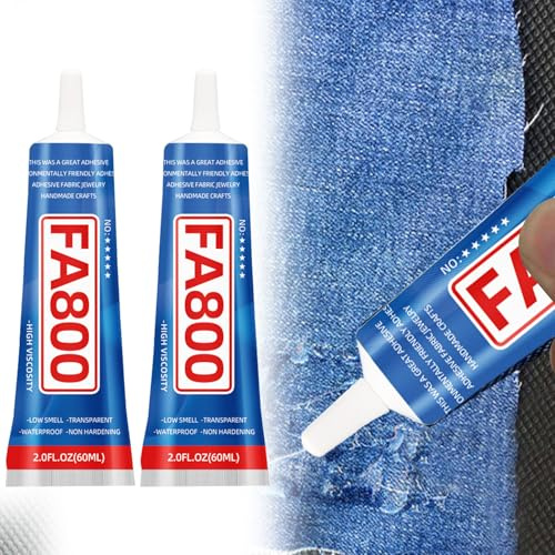 Textilkleber Waschmaschinenfest,60ml Textilkleber Extra Stark,Waschmaschinenfest Polyester,Reparaturkleber für Stoffe, Bastelprojekte, Polsterungen (2)