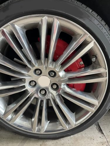 Compatible with Jaguar F-PACE/E-PACE/I-PACE/F-TYPE/XF Brake Caliper Cover, Racing Design, Red Powder-Coated Finish