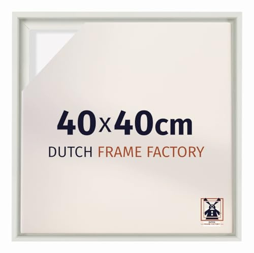 Dutch Frame Factory - Schattenfugenrahmen 40x40 cm Weiß Matt - MDF | Schattenfugenrahmen für Leinwände, Geeignet für Leinwände bis 2 cm Dicke, Ohne Rückwand und Glas, Made in Holland