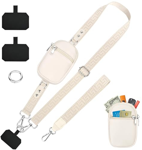 KTUEOV Handyband zum Umhangen, Handykette Universal mit Tasche Verstellbarer Handyschnur zum Umhangen Handy Kette Handgelenk mit 2 Karabiner fur alle Smartphone-Modelle