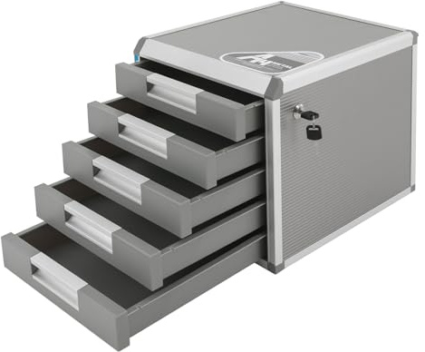 Schubladenorganizer Mit Schloss,Abschließbare Schubladenbox A4,Aluminium Holzoptik,Dokumentensafe Mit 2 Schlüsseln,Schreibtisch Ordnung,Passt Arbeitszimmer Home Office,Platzsparend 31.5x35x29.8cm