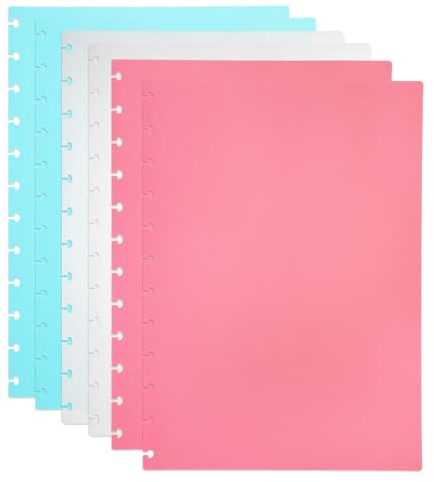 PATIKIL 1 Set Discbound Notebook Cover, 11,8 x 8,5 A4 Letter Size PP Disc Planner Cover for Notebook Planner Office Product, White/Pink/Green