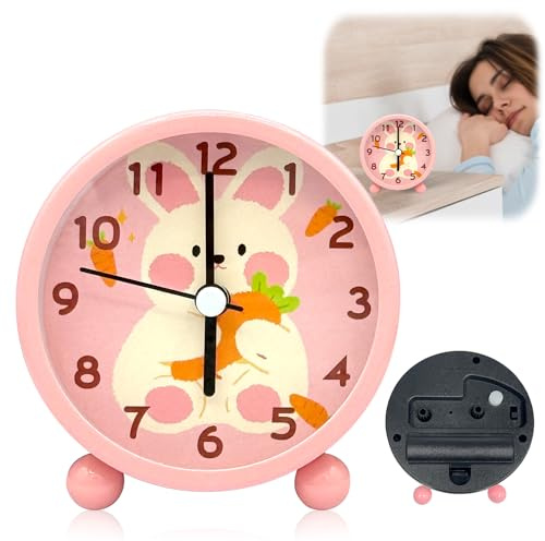 YeahBoom Kinderwecker für Schulanfänger,Kinder Lernwecker,Kinderwecker Mädchen Ohne Ticken,Wecker Kinder mit Nachtlicht,Einhorn Wecker,Batteriebetriebene Weckuhr für Mädchen Jungen