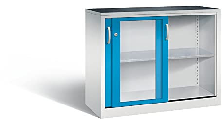 Werkzeugschrank mit Sichtfenster-Schiebetüren, 1 Boden, H1000xB1200xT500mm