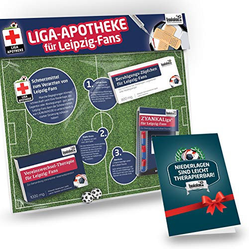 Geschenk-Set: Die Liga-Apotheke für Leipzig-Fans | 3X süße Schmerzmittel für Rasen Ballsport Leipzig Fans | Die besten Fanartikel der Liga, Besser als Trikot, Home Away, Fan-Schal