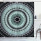 ABAKUHAUS Mandala Duschvorhang, Vintage Mandala Kreise, Stoffliches Gewebe Badezimmerdekorationsset mit Haken, 175 x 220 cm, Blau Schwarz