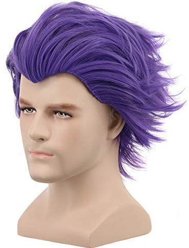 Yuehong Kurze Lila Anime Perücke Männer Party Perücke Anime Cosplay Kostüm Perücke Hitzebeständige Synthetische Fasern Perücke Weiche Durable Atmungsaktive Perücke