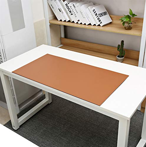 SK Studio Schreibtischunterlage mit Kantenschutz wasserdichte PU Leder, rutschfeste mit Mausunterlage für Computertastatur, PC und Laptop Braun 90x50cm