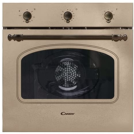 Candy FCC603NAV - Horno eléctrico empotrable, ventilado, capacidad 65 litros, multifunción y función pizza, 8 programas, 56,8 x 59,5 x 59,5 cm, estilo rústico, avena, clase A+