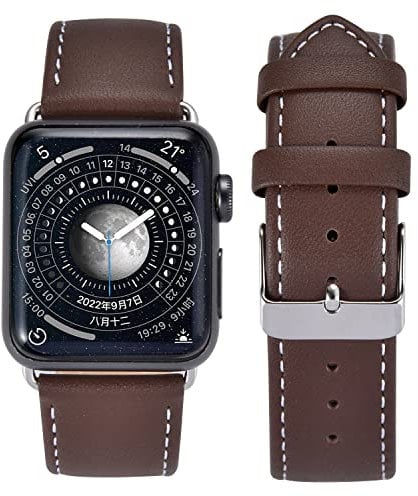 Euler Genuine Leather Replacement Bracelet Strap Compatible with Apple Watch Ultra Series 9 8 7 6 SE (44/45/49mm, Dark Brown)