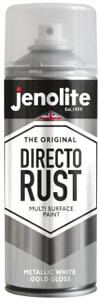 JENOLITE Directorust Pintura Metálica Brillo | ORO BLANCO | Pintura en aerosol multisuperficie | Imprimador, capa base y capa superior todo en uno | 400ml