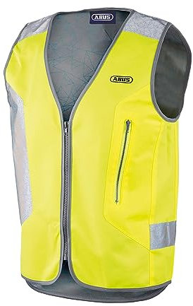 ABUS Warnweste Lumino Night Vest – Sicherheitsweste inkl. LED-Rücklicht – Gelb – Größe M