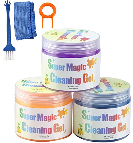 JiaTeums Auto Innenraum Reiniger, Auto Accessoires Frauen Tastatur Reinigung Cleaning Gel Knetgel Wiederverwendbare für Tastatur/Handy/Krümel/Lüftungsritzen 160g (3 Stücke)