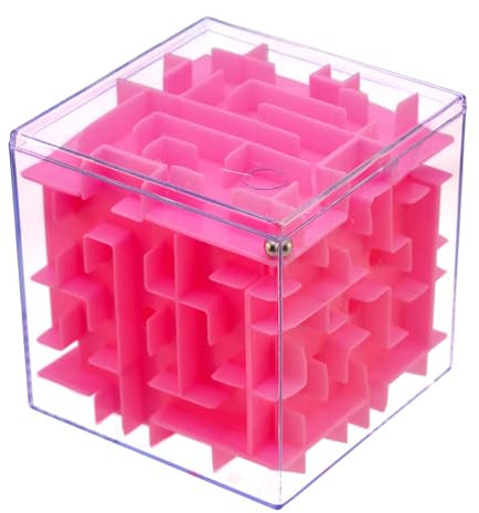 PLAYZOCO Labyrinthwürfel, kubisches Puzzle, dreidimensionales Puzzle, Labyrinth 3D, Weltraum-Herausforderungsspiel, 3D-Puzzle, geeignet für Kinder und Erwachsene, 8 x 8 x 8 cm, Rosa