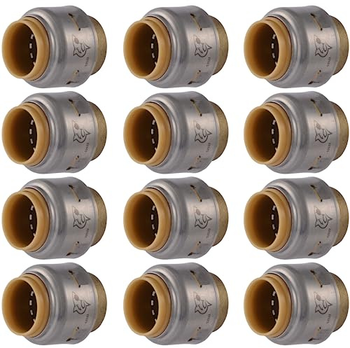 SharkBite Max 1/2 pollice Push Cap, Confezione da 12, Push to Connect, Raccordo idraulico in ottone, tubo PEX, rame, CPVC, PE-RT, HDPE, UR514