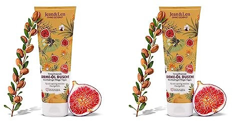 Jean & Len Verwöhnende Creme-Öl Dusche Arganöl & Feige, geeignet für die tägliche Pflege, Duschgel mit Arganöl und Feigenextrakt, ohne Parabene und Silikone, vegan, 250 ml (Packung mit 2)