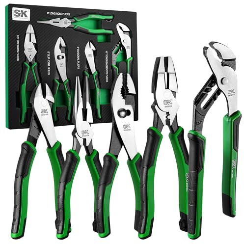 SK 5-Piece Pliers Set, Anti-slip Handle, with EVA Foam Tool Organizer